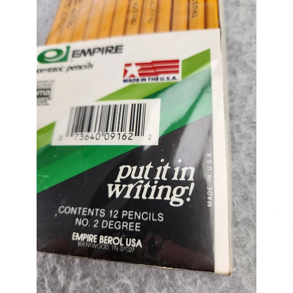 12 Pack Vintage Empire TRUSTY 916 No. 2 Yellow Wood Pencils  Made in USA ~ New